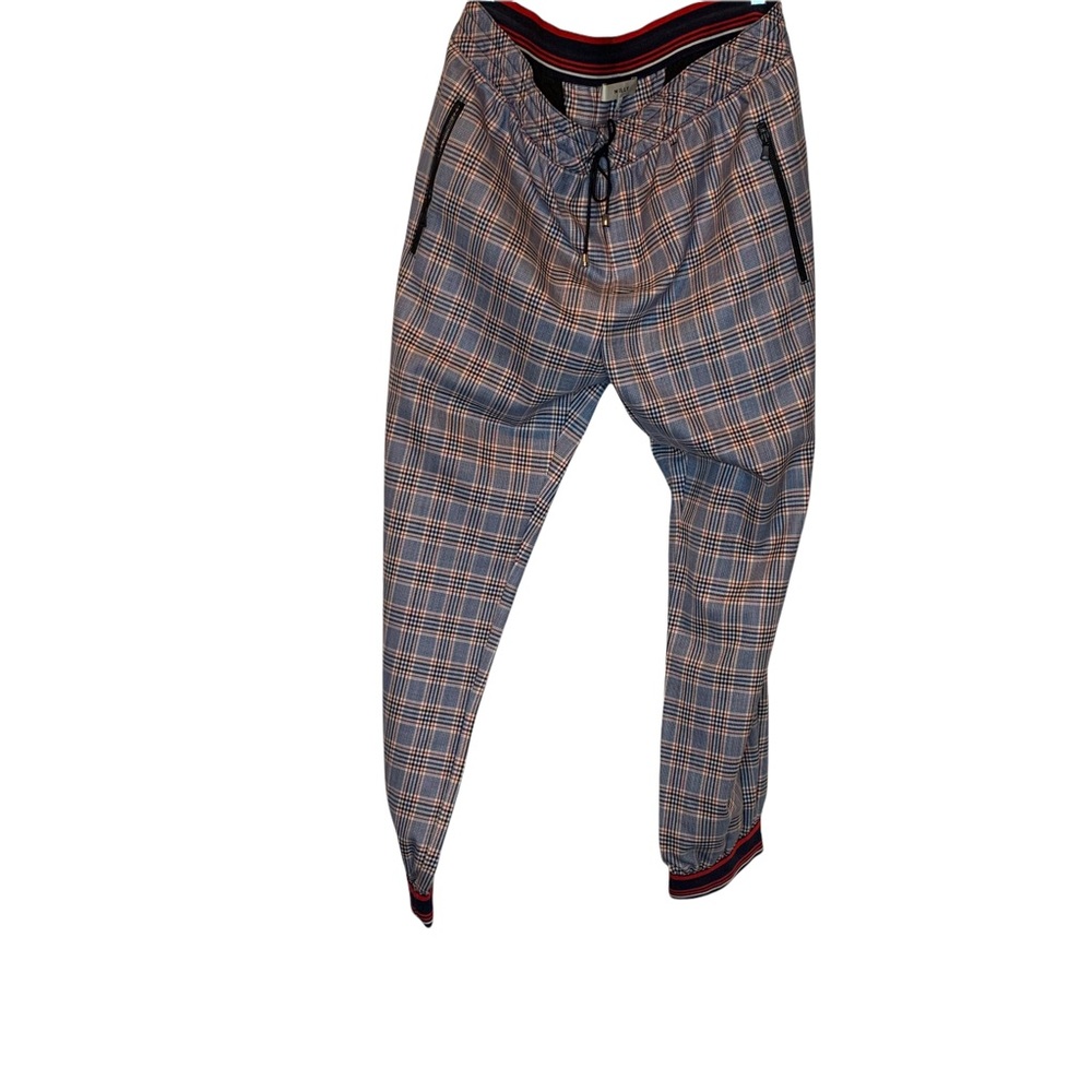 MILLY-Plaid Pants with Elastic Cuff